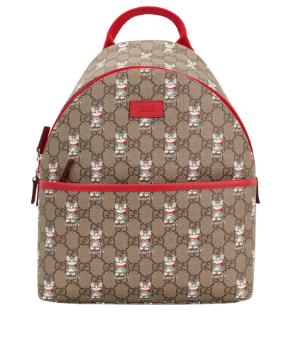 GG Cats Print Backpack, &pound;450, Handbags, Brown, Canvas, Front view